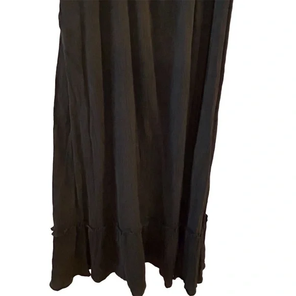 Aerie Women's Black V-Neck Maxi Dress w/ Front Cut-Out Detail Size Large - Picture 7 of 14